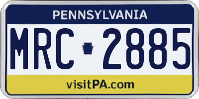 PA license plate MRC2885