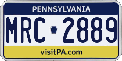 PA license plate MRC2889