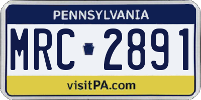 PA license plate MRC2891