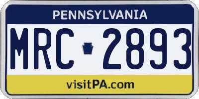 PA license plate MRC2893