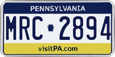 PA license plate MRC2894