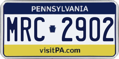 PA license plate MRC2902
