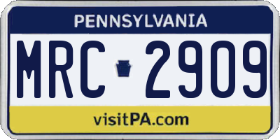 PA license plate MRC2909