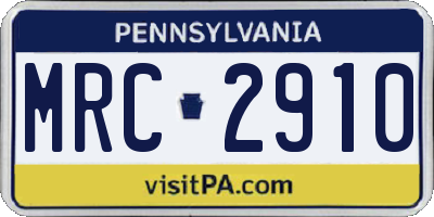 PA license plate MRC2910