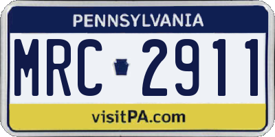 PA license plate MRC2911
