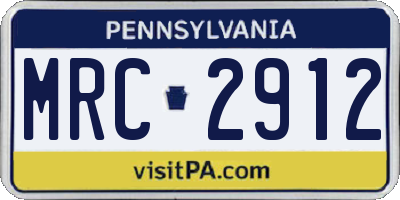 PA license plate MRC2912