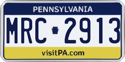 PA license plate MRC2913