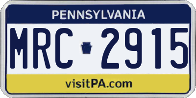 PA license plate MRC2915
