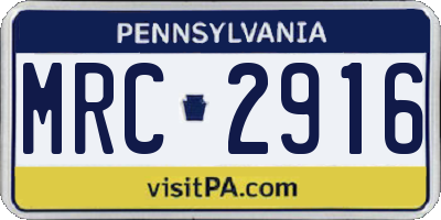 PA license plate MRC2916