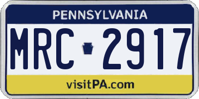 PA license plate MRC2917