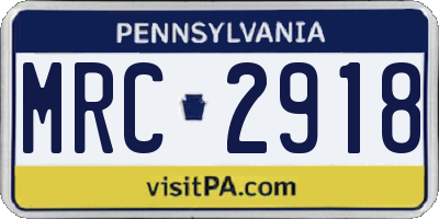 PA license plate MRC2918