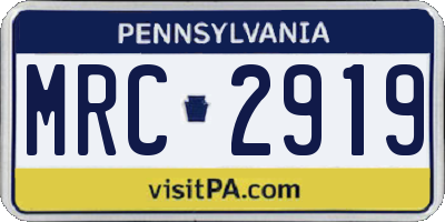 PA license plate MRC2919