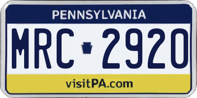 PA license plate MRC2920