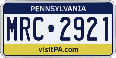 PA license plate MRC2921