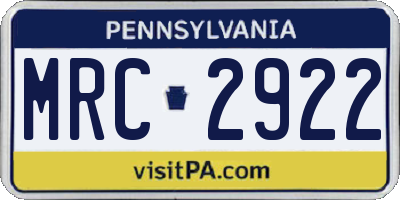 PA license plate MRC2922