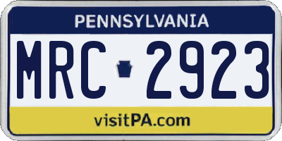 PA license plate MRC2923