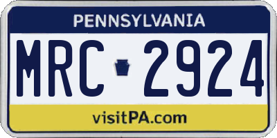 PA license plate MRC2924