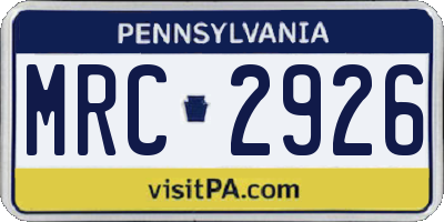 PA license plate MRC2926