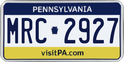 PA license plate MRC2927