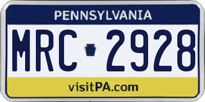 PA license plate MRC2928