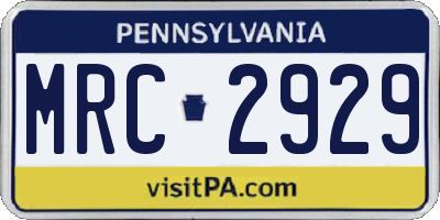 PA license plate MRC2929