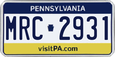 PA license plate MRC2931