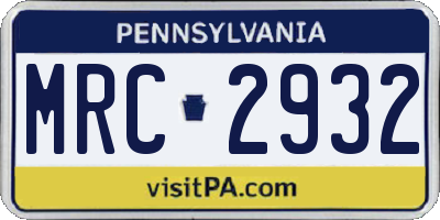 PA license plate MRC2932