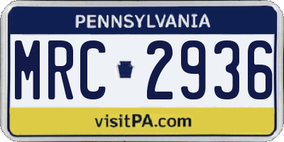 PA license plate MRC2936