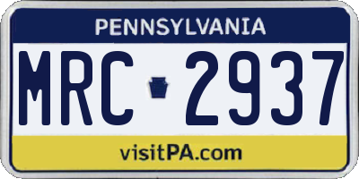 PA license plate MRC2937