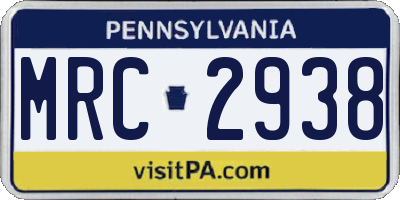 PA license plate MRC2938