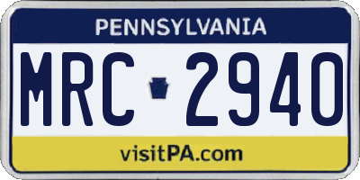 PA license plate MRC2940