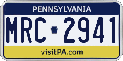 PA license plate MRC2941