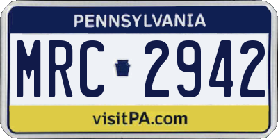 PA license plate MRC2942