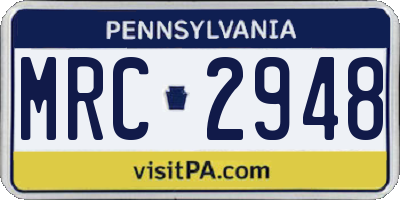 PA license plate MRC2948