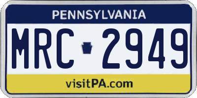 PA license plate MRC2949
