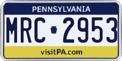 PA license plate MRC2953