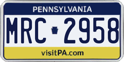 PA license plate MRC2958