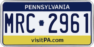 PA license plate MRC2961