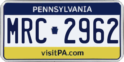 PA license plate MRC2962