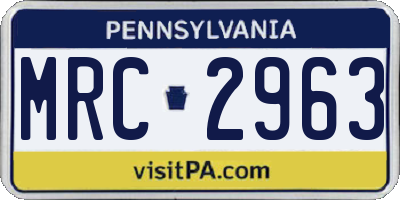 PA license plate MRC2963