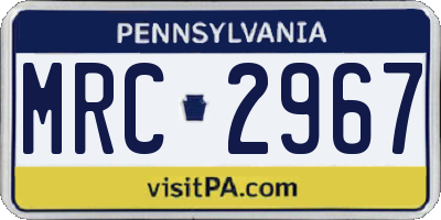 PA license plate MRC2967