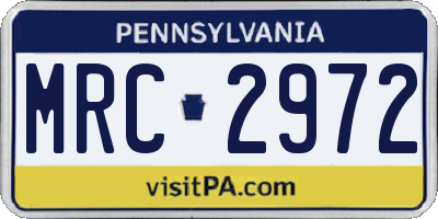 PA license plate MRC2972