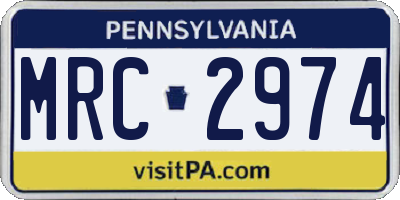 PA license plate MRC2974