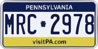 PA license plate MRC2978