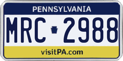 PA license plate MRC2988