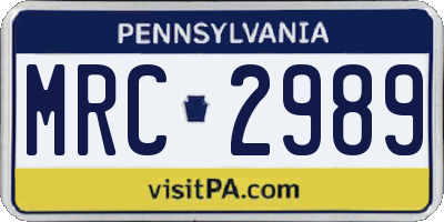 PA license plate MRC2989