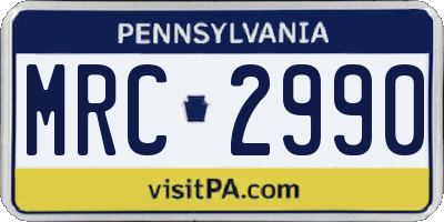 PA license plate MRC2990