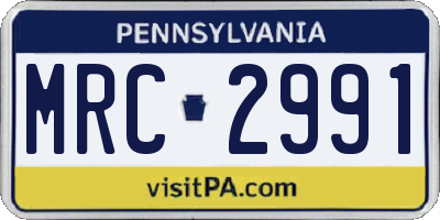 PA license plate MRC2991