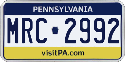 PA license plate MRC2992