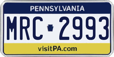 PA license plate MRC2993
